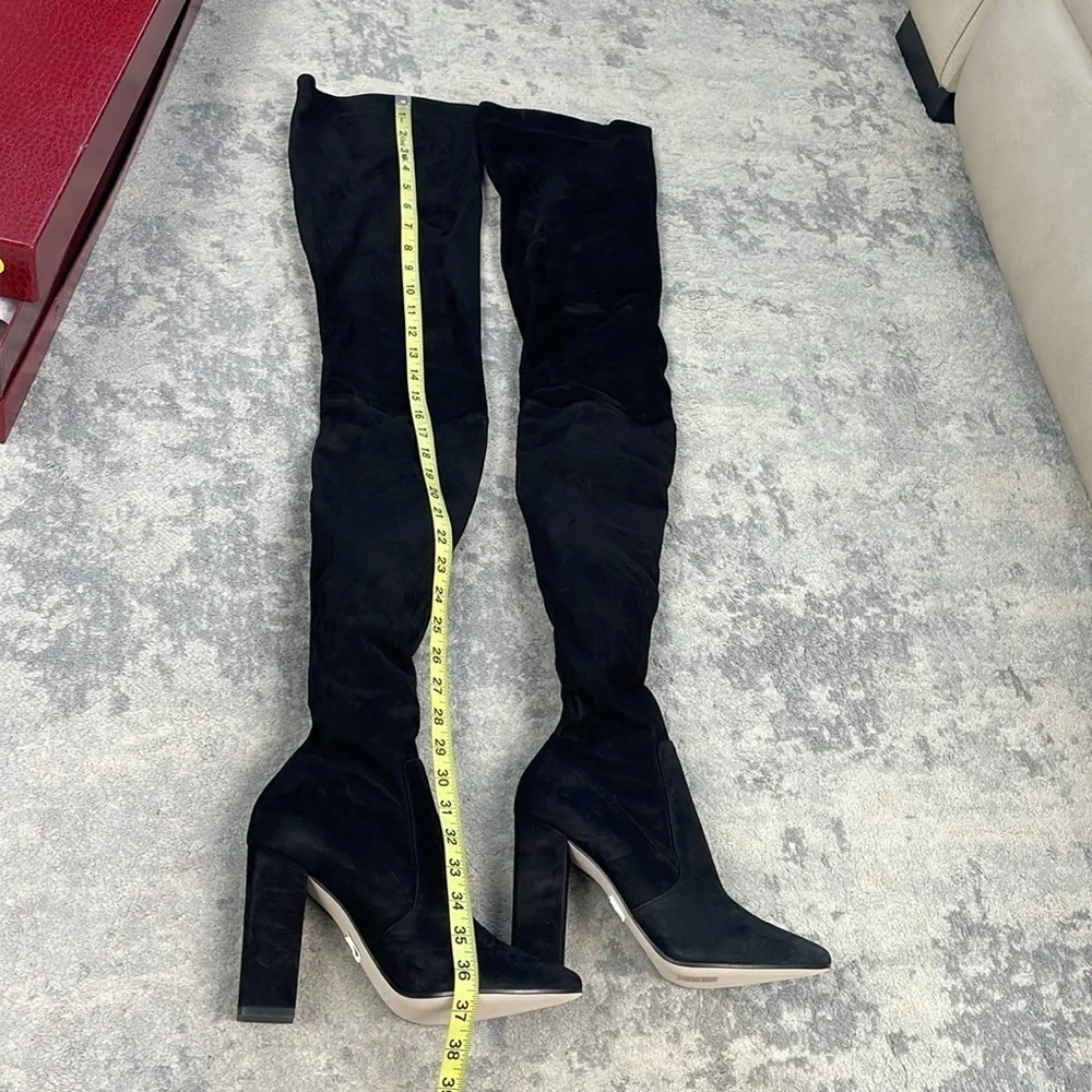 NIB Tamara Mellon Helmut Over The Knee Stretch Suede Boots Thigh Black 39.5